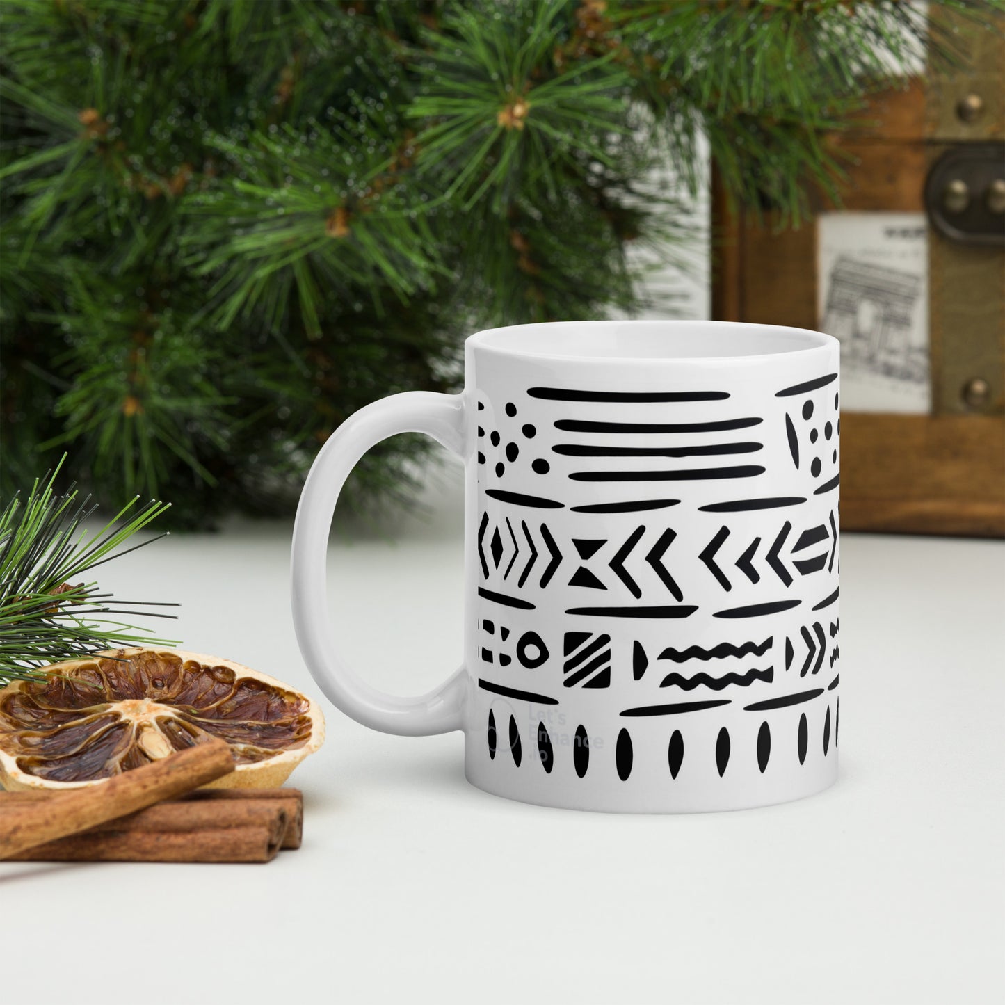 Black and White Mudcloth Inspired Mug